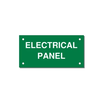 4.0x2.0" Electrical Safety Label - ELECTRICAL PANEL — 4x2" White on Green, Holes