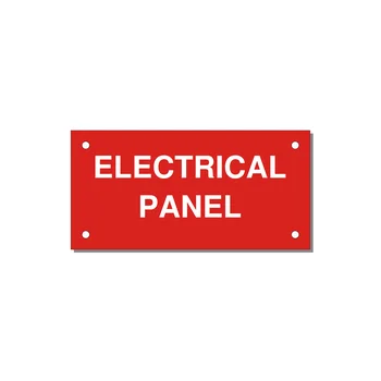 4.0x2.0" Electrical Safety Label - ELECTRICAL PANEL — 4x2" White on Red, Holes