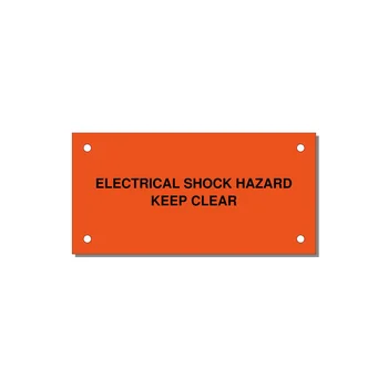 4.0x2.0" Electrical Safety Label - ELECTRICAL SHOCK HAZARD K — 4x2" Black on Orange, Holes