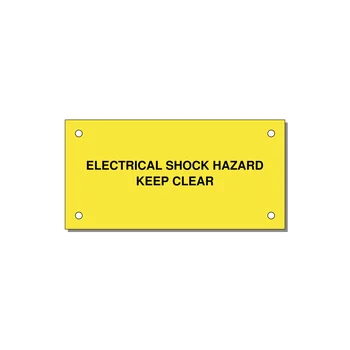 4.0x2.0" Electrical Safety Label - ELECTRICAL SHOCK HAZARD K — 4x2" Black on Yellow, Holes