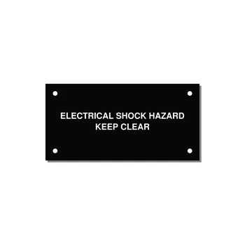 4.0x2.0" Electrical Safety Label - ELECTRICAL SHOCK HAZARD K — 4x2" White on Black, Holes
