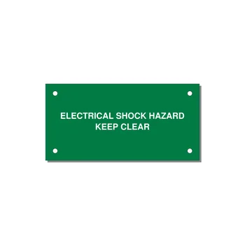 4.0x2.0" Electrical Safety Label - ELECTRICAL SHOCK HAZARD K — 4x2" White on Green, Holes