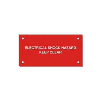 4.0x2.0" Electrical Safety Label - ELECTRICAL SHOCK HAZARD K — 4x2" White on Red, Holes