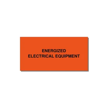 4.0x2.0" Electrical Safety Label - ENERGIZED ELECTRICAL EQUI — 4x2" Black on Orange, Adhesive