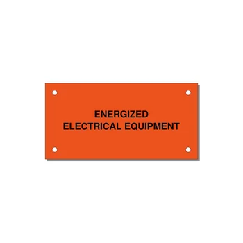 4.0x2.0" Electrical Safety Label - ENERGIZED ELECTRICAL EQUI — 4x2" Black on Orange, Holes