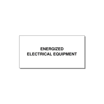 4.0x2.0" Electrical Safety Label - ENERGIZED ELECTRICAL EQUI — 4x2" Black on White, Adhesive