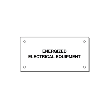 4.0x2.0" Electrical Safety Label - ENERGIZED ELECTRICAL EQUI — 4x2" Black on White, Holes