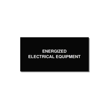 4.0x2.0" Electrical Safety Label - ENERGIZED ELECTRICAL EQUI — 4x2" White on Black, Adhesive