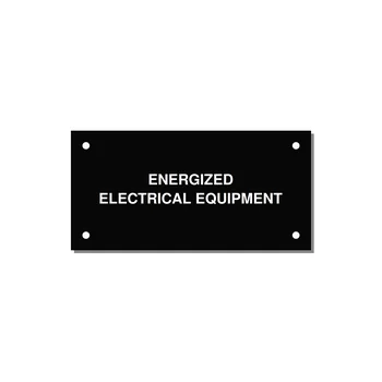 4.0x2.0" Electrical Safety Label - ENERGIZED ELECTRICAL EQUI — 4x2" White on Black, Holes