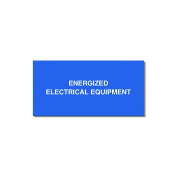 4.0x2.0" Electrical Safety Label - ENERGIZED ELECTRICAL EQUI — 4x2" White on Blue, Adhesive