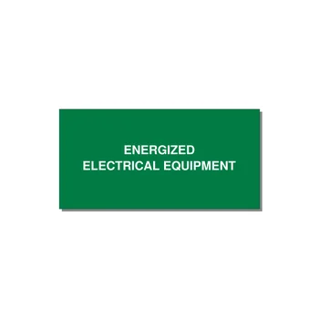 4.0x2.0" Electrical Safety Label - ENERGIZED ELECTRICAL EQUI — 4x2" White on Green, Adhesive
