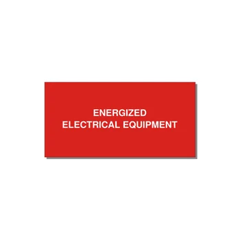 4.0x2.0" Electrical Safety Label - ENERGIZED ELECTRICAL EQUI — 4x2" White on Red, Adhesive