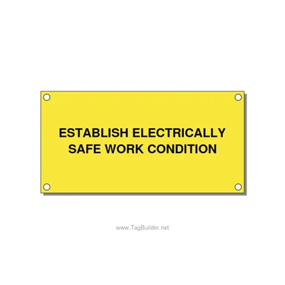 4.0x2.0" Electrical Safety Label - ESTABLISH ELECTRICALLY SA, Black/Yellow, Hole thumbnail