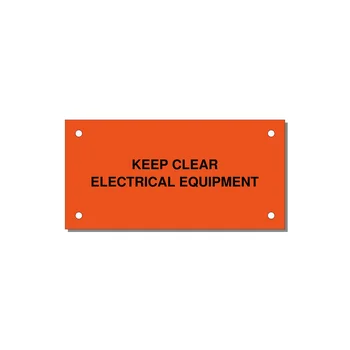 4.0x2.0" Electrical Safety Label - KEEP CLEAR ELECTRICAL EQU — 4x2" Black on Orange, Holes