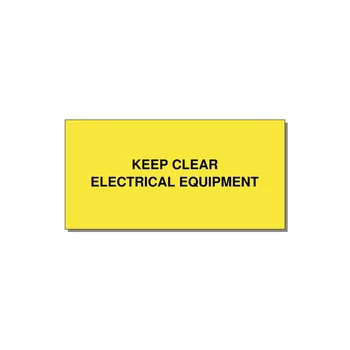 4.0x2.0" Electrical Safety Label - KEEP CLEAR ELECTRICAL EQU — 4x2" Black on Yellow, Adhesive