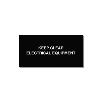 4.0x2.0" Electrical Safety Label - KEEP CLEAR ELECTRICAL EQU — 4x2" White on Black, Adhesive