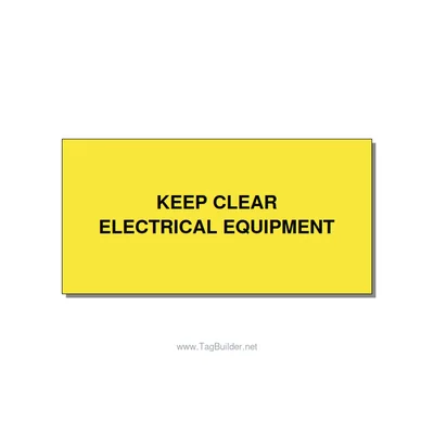 4.0x2.0" Electrical Safety Label - KEEP CLEAR ELECTRICAL EQU, Black/Yellow, Adhe thumbnail