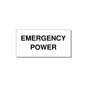 4.0x2.0" Emergency Safety Label - EMERGENCY POWER — 4x2" Black on White, Adhesive