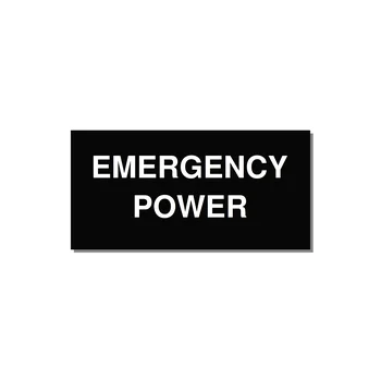 4.0x2.0" Emergency Safety Label - EMERGENCY POWER — 4x2" White on Black, Adhesive