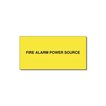 4.0x2.0" Fire Safety Label - FIRE ALARM POWER SOURCE — 4x2" Black on Yellow, Adhesive