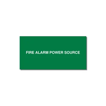 4.0x2.0" Fire Safety Label - FIRE ALARM POWER SOURCE — 4x2" White on Green, Adhesive