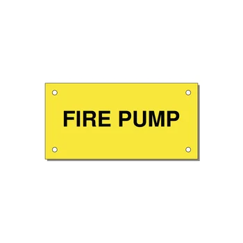 4.0x2.0" Fire Safety Label - FIRE PUMP — 4x2" Black on Yellow, Holes