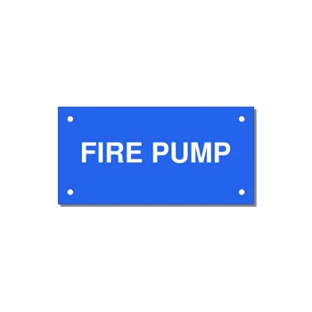 4.0x2.0" Fire Safety Label - FIRE PUMP — 4x2" White on Blue, Holes