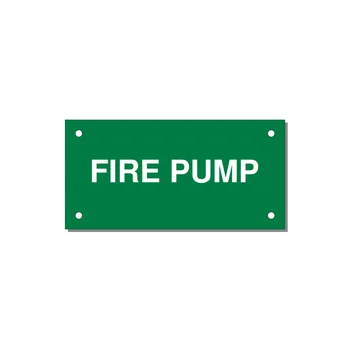 4.0x2.0" Fire Safety Label - FIRE PUMP — 4x2" White on Green, Holes