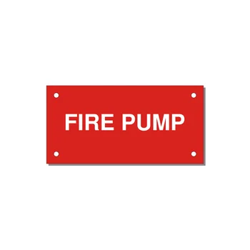 4.0x2.0" Fire Safety Label - FIRE PUMP — 4x2" White on Red, Holes
