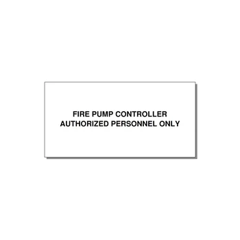 4.0x2.0" Fire Safety Label - FIRE PUMP CONTROLLER AUTH — 4x2" Black on White, Adhesive