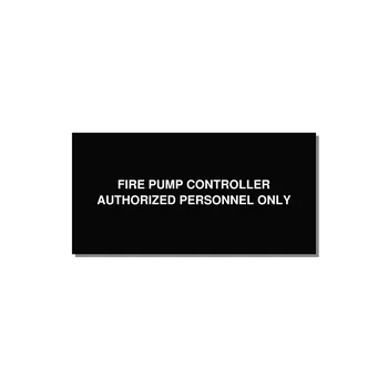 4.0x2.0" Fire Safety Label - FIRE PUMP CONTROLLER AUTH — 4x2" White on Black, Adhesive