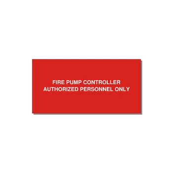 4.0x2.0" Fire Safety Label - FIRE PUMP CONTROLLER AUTH — 4x2" White on Red, Adhesive