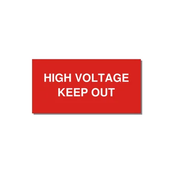 4.0x2.0" High Voltage Warning Sign - HIGH VOLTAGE KEEP OUT — 4x2" White on Red, Adhesive