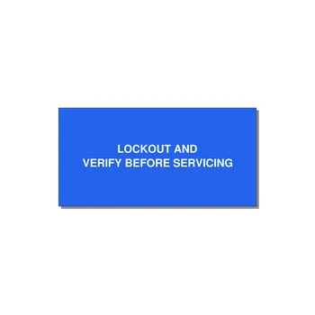 4.0x2.0" Lockout Tagout Label - LOCKOUT AND VERIFY BEFORE — 4x2" White on Blue, Adhesive