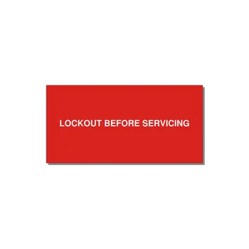 4.0x2.0" Lockout Tagout Label - LOCKOUT BEFORE SERVICING — 4x2" White on Red, Adhesive