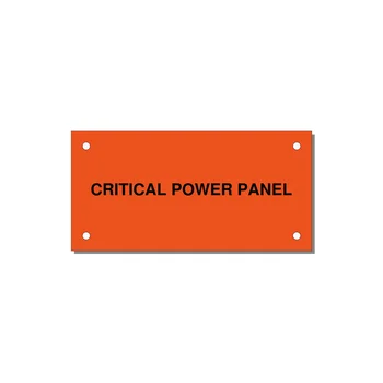 4.0x2.0" Panel Identification Label - CRITICAL POWER PANEL — 4x2" Black on Orange, Holes