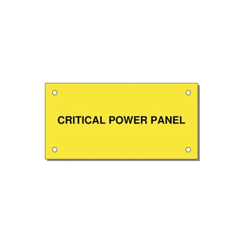 4.0x2.0" Panel Identification Label - CRITICAL POWER PANEL — 4x2" Black on Yellow, Holes