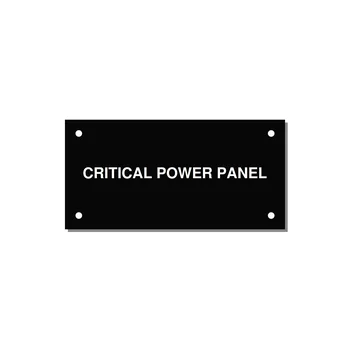 4.0x2.0" Panel Identification Label - CRITICAL POWER PANEL — 4x2" White on Black, Holes
