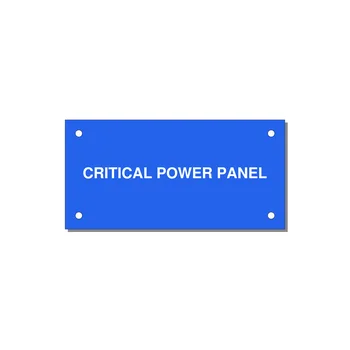 4.0x2.0" Panel Identification Label - CRITICAL POWER PANEL — 4x2" White on Blue, Holes