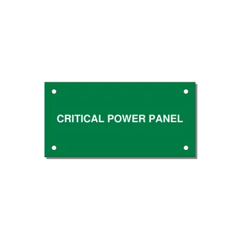 4.0x2.0" Panel Identification Label - CRITICAL POWER PANEL — 4x2" White on Green, Holes