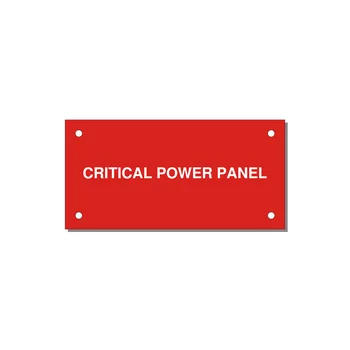 4.0x2.0" Panel Identification Label - CRITICAL POWER PANEL — 4x2" White on Red, Holes