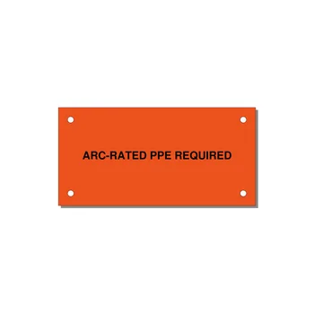 4.0x2.0" PPE Requi — 4x2" Black on Orange, Holes