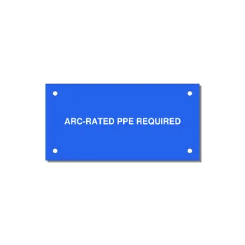 4.0x2.0" PPE Requi — 4x2" White on Blue, Holes