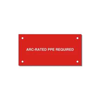 4.0x2.0" PPE Requi — 4x2" White on Red, Holes