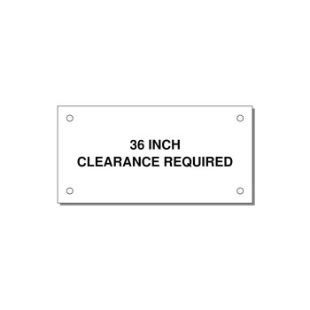 4.0x2.0" Safety Label - 36 INCH CLEARANCE REQUIRE — 4x2" Black on White, Holes