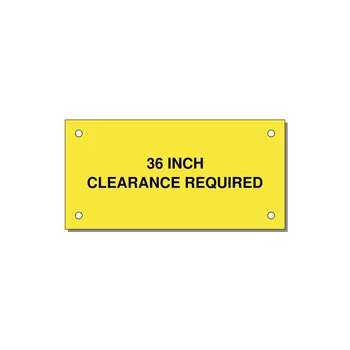 4.0x2.0" Safety Label - 36 INCH CLEARANCE REQUIRE — 4x2" Black on Yellow, Holes