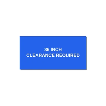 4.0x2.0" Safety Label - 36 INCH CLEARANCE REQUIRE — 4x2" White on Blue, Adhesive