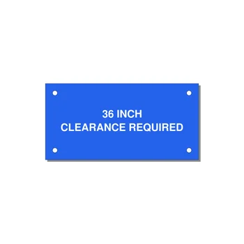 4.0x2.0" Safety Label - 36 INCH CLEARANCE REQUIRE — 4x2" White on Blue, Holes