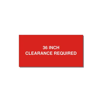 4.0x2.0" Safety Label - 36 INCH CLEARANCE REQUIRE — 4x2" White on Red, Adhesive