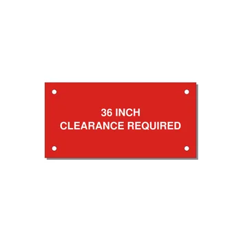 4.0x2.0" Safety Label - 36 INCH CLEARANCE REQUIRE — 4x2" White on Red, Holes